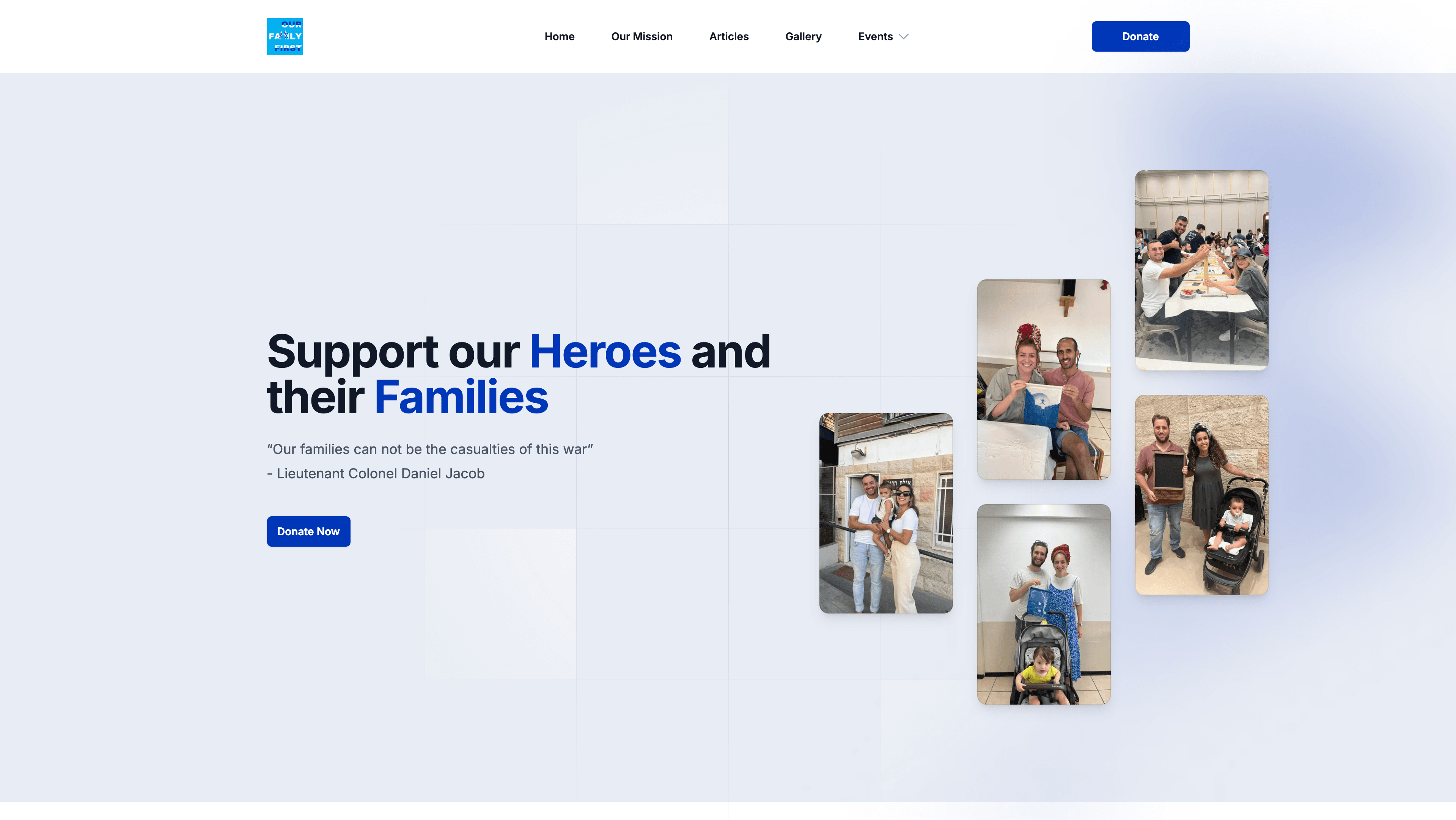 Our family first hero section